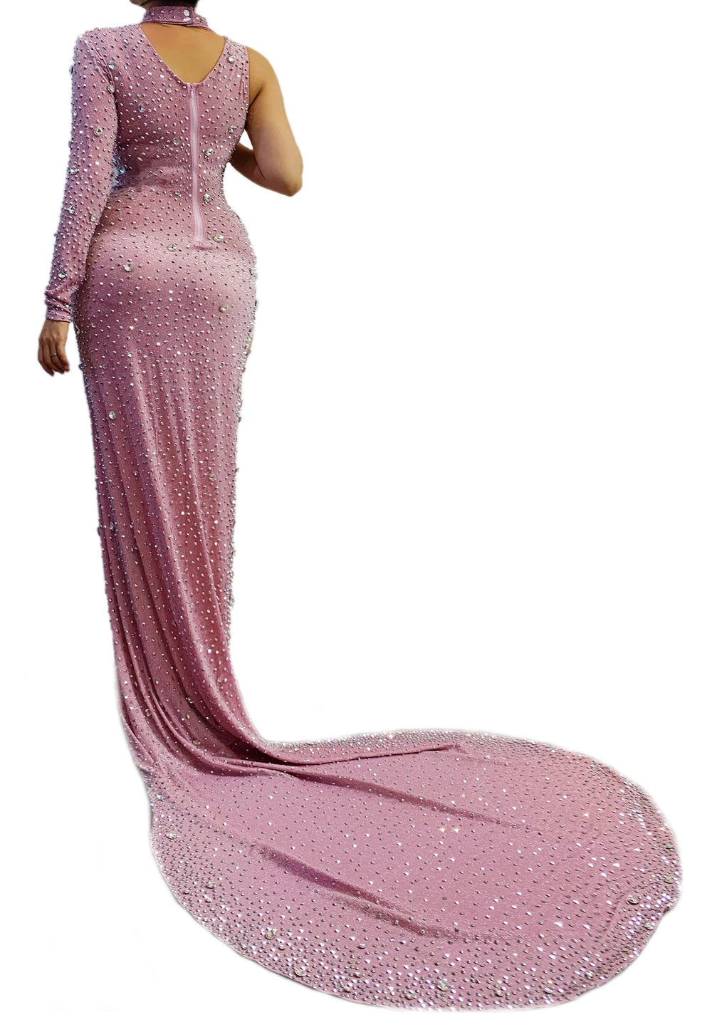 Luxuries Rhinestones One Shoulder Pink Long Dress Lady Evening Prom Party Gown Dresses Birthday Celebrate Outfit Sexy Stage Wear